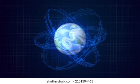 Planet Earth with orbits like an atom