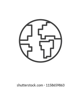 Planet earth outline icon. linear style sign for mobile concept and web design. Globe simple line vector icon. Symbol, logo illustration. Pixel perfect vector graphics