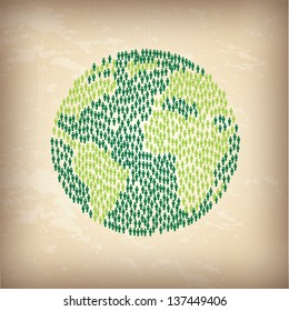 Planet earth over vintage background vector illustration