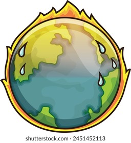 Planet Earth overheating vector illustration