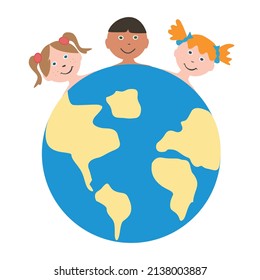 Planet Earth. Peace. Stop, No war. Vector illustration in a flat style on a white background.