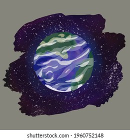 Planet Earth. Picture, poster, banner, postcard, background, wallpaper, drawing.