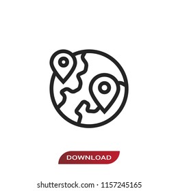 Planet earth with pin icon