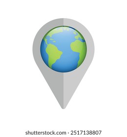 Ícone de localização do pino do planeta terra isolado em branco. Vetor