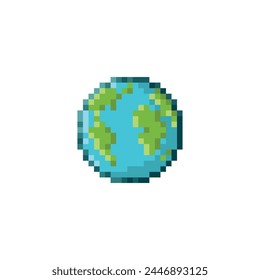 Planeta tierra, objeto de arte de píxel