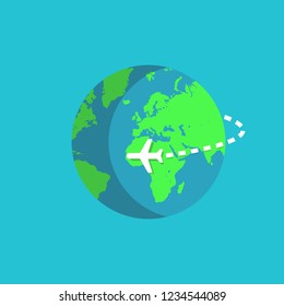 Planet Earth. Plane. Vector icon illustration.	

