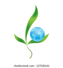 Planet earth with plants as symbol of environment protection
