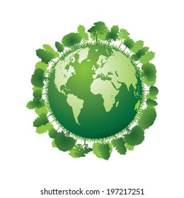 Planet earth with plants. Vector illustration