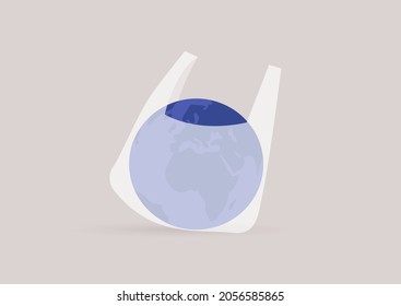 Planet earth in a plastic bag, an ecological concept, global warming problems