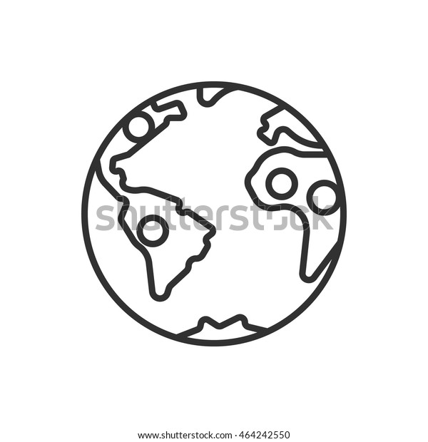 Planet Earth Points Linear Icon Thin Stock Vector (Royalty Free ...