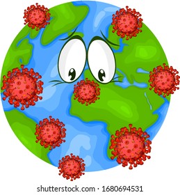 planet Earth protecting against coronavirus vector illustration cartoon