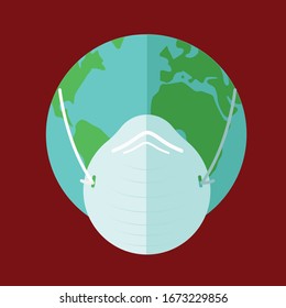 Planet earth in a protective mask. Epidemic.