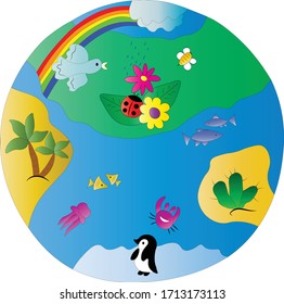 planet earth with a rainbow