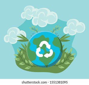 planet earth with renewable energy symbol vector illustration design