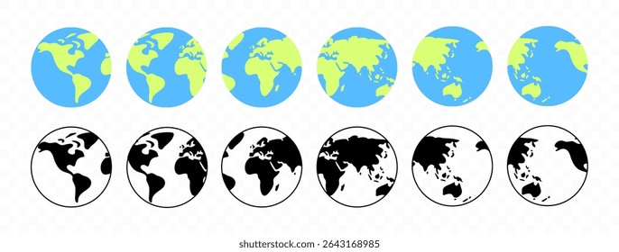 Planet earth rotates around itself or its axis, graphic design. Globe, hemisphere, planetary and orbiting, vector design and illustration