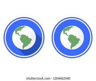 Planet earth round flat icon, use colors blue, red and white