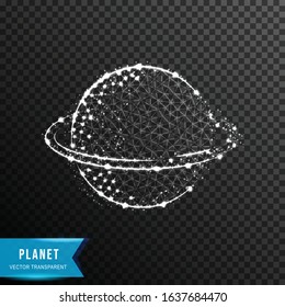 planet. earth. saturn from connecting dot and line. light effect. vector illustration, isolated on transparent background