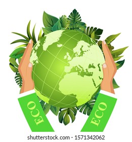 Planet earth save, concept ecological theme vector illustration