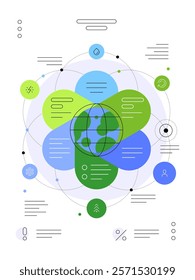 Planet Earth science. Environment infographics. Flat graphics. Poster template. Vector file.