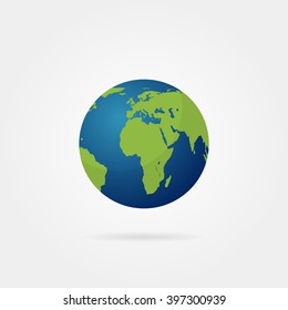 Planet Earth with shadow on a  grey background