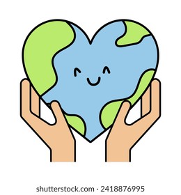planeta tierra en forma de corazón, manos sosteniendo la tierra, día internacional del planeta