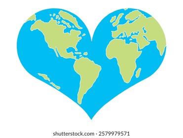 Planet Earth in the shape of a heart. Valentine's Day.