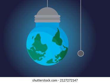 Planet earth in the shape of a light bulb.