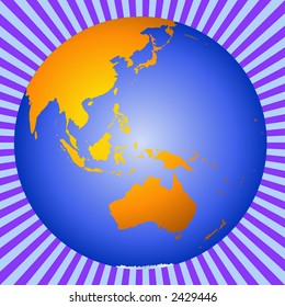 Planet Earth showing Australia, New Zealand, Asia and the South Pole - VECTOR