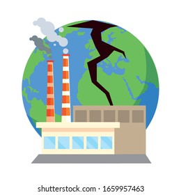 planet earth sick for pollution over white background vector illustration design