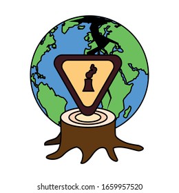 planet earth sick for pollution over white background vector illustration design