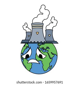 planet earth sick for pollution over white background vector illustration design