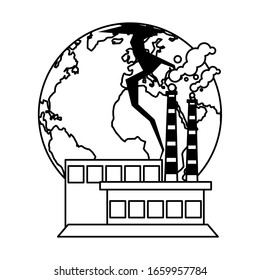 planet earth sick for pollution over white background vector illustration design