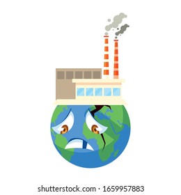 planeta tierra enferma de contaminación por fondo blanco diseño de ilustración vectorial