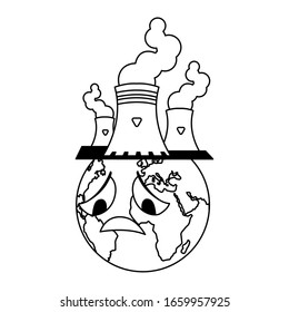 planet earth sick for pollution over white background vector illustration design