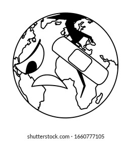 planeta tierra enferma de contaminación por fondo blanco diseño de ilustración vectorial