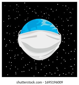 planet earth sick wearing mask icon
