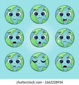 Funny Cute Character Planet Earth Moon Stock Vector (Royalty Free ...