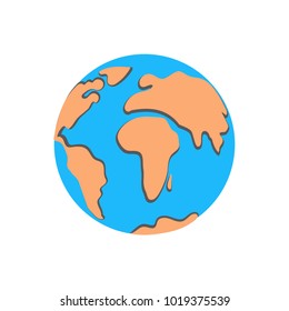 Planet earth of the solar system on white background. Flat design.