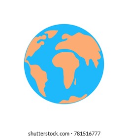Planet earth of the solar system on white background. Flat design.
