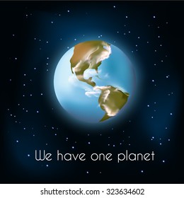 Planet earth with some clouds. Americas view. Vector illustration