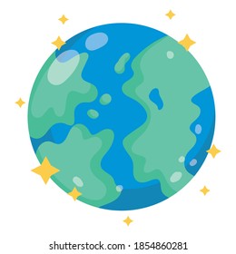 planet earth space galaxy astronomy in cartoon style vector illustration