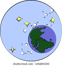 Planet earth in space, illustration, vector on white background