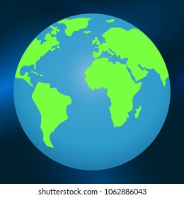 Planet Earth in space on a blue background. Vector illustration