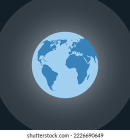 Planet earth in space on dark blue background. Care for planet concept. Flat vector illustration.