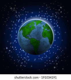 Planet Earth in space. Vector illustration