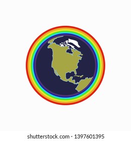 planet earth with spectrum around.  Flags for prides and other events in the LGBT community.vector illustration