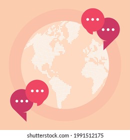 planet earth with speech bubbles