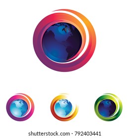 Planet Earth Sphere 3D Modern Logo