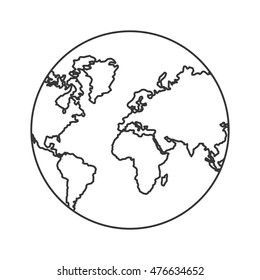 planet earth sphere globe map  icon. Flat and isolated design. Vector illustration