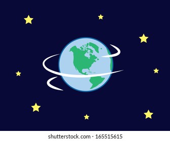 Planet Earth Spinning With Stars In The Background 